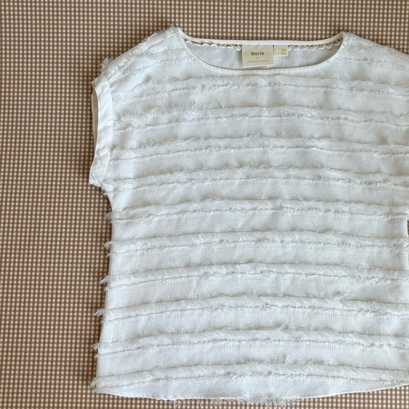 MAEVE Anthropologie Fringe ivory top. Size 0 - Picture 13 of 15